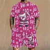 Conjunto de camiseta casual de corte holgado y pantalones cortos con estampado digital 3D temático de Navidad, superventas transfronterizo europeo y americano