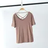 Camiseta de Modal para Mujer, Estilo Veraniego Delgado, Diseño de Espalda Cruzada, Top de Manga Corta Ajustado, Favorecedor y Realza la Figura, Adecuado como Capa Base