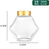 Garrafa de mel em favo de mel de seis lados garrafa de vidro espessa embalagem selada garrafa de mel garrafa de embalagem de pasta de pera de outono com tampa garrafa atacado