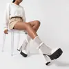 Sandalias de tacón alto para mujer de verano, color liso, punta cerrada, suela gruesa, antideslizantes, tacón cuadrado, estilo europeo y americano, comercio exterior, con cremallera, botas para mujer de talla grande