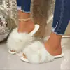 Pantuflas de pelo de punta abierta para mujer transfronterizas al por mayor para el hogar cálidas con suela gruesa antideslizantes modernas de felpa y algodón