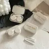 Estojo para Lentes de Contato, Portátil, Compacto, Estojo Simples para Lentes de Contato, Caixa de Cuidados Companheira, Caixa de Armazenamento, Laser Hot Stamping com Espelho