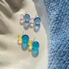 Corea del Sur Relajación Pendientes de Gelatina con Esmalte de Dos Tonos Verano Frescos y Astutamente Chica de al Lado Pendientes Versátiles para el Día a Día