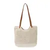Bolsa de Paja Tejida a Mano Calada de Hilo de Algodón Primavera 2026 Bolso de Hombro para Mujer Simple y Elegante de Gran Capacidad
