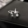 Selección de Arte Francés Nuevo Diamante Flash Cuatro Hombres Estrella Anillo Abierto Elegante ins Moderno Personalizado Gota de Agua Estrella Anillo Dedo Índice