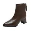 Botines de Moda con Punta Fina y Tacón Grueso para Mujer 2026 Nuevos Botas Martin de Tacón Alto Francés para Otoño/Invierno Botas Cortas Adelgazantes
