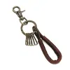 Colgante de Llave de Bronce Creativo Joyería Pequeña Simple Personalizado Tejido a Mano Retro Cuero de Vaca Llavero para Coche