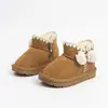 Botas de Nieve Cómodas de Suela Blanda para Niñas 2026 Otoño/Invierno Nuevo Estilo Zapatos de Algodón Cálidos con Felpa para Niños Medianos y Mayores Zapatos de Piel Retro