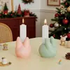Portavelas Conejo de Pascua Molde de Silicona Base para Velas de Aromaterapia DIY Molde de Yeso de Conejo