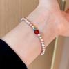 Pulsera de cuentas de perlas de imitación de agua dulce rosa morado francés estilo corte retro temperamento ágata roja del sur imitación manual