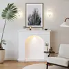 Gabinete de Chimenea de Crema Estilo Francés con Iluminación, Gabinete Decorativo para Almacenamiento en Sala de Estar, Gabinete de Entrada para Sesiones de Fotos, Habitación de Homestay Estilo Ins