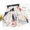 Pijama de Algodão e Seda de Comércio Exterior Novo de Verão Calça Feminina Fina Confortável Solta plus size Calça de Perna Larga Shorts de Algodão Wall Desenho Animado