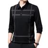 Camiseta Masculina de Manga Longa com Gola Polo Primavera e Outono Fina Solta Algodão Camisa Base Camisa Polo para Meia-idade Top de Pai