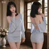 Lingerie sexy, sedutora e pura, sem costas, um ombro só, vestido de manga longa, justo ao corpo, pijamas provocantes e sedutores, estilo desejo puro
