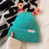 Chapéu de Lã Quente Tricotado para Adultos Outono e Inverno Chapéu de Lã para Família Feminino Fofo Desenho Animado Olhos Engraçados e Tentáculos Vão Acender