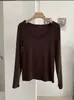 KEKEZOON Camiseta Básica Versátil de Color Sólido con Cuello Redondo y Mangas Largas para Mujer, 17 Colores, Corte Delgado, 8986