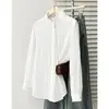 Camisa jacquard de otoño para mujer talla grande, elegante, con cuello de encaje y cuello mao pequeño 0718