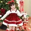 Ropa de Navidad para Niños y Niñas Vestido de Princesa Vestido de Invierno Niña Pequeña Lolita Vestido de Terciopelo Engrosado Otoño e Invierno