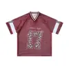 Ropa para Hombre Jie Zhan Camiseta Deportiva de Punto con Estampado Digital 2026 Comercio Exterior Transfronterizo Europea y Americana Holgada Cuello en V