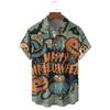 Camisa de Moda Nueva de Halloween Europea y Americana 2023 para Hombre Verano Manga Corta Casual Solapa Cárdigan Top