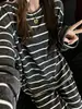 Outono e Inverno Transfronteiriços Novidade Manga Longa Veludo Alemão Quente Cor Contrastante Simples Listrado Pijama Feminino Manga Longa Calça Estilo Coreano Roupas de Casa