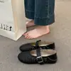 Sapatos Mary Jane Femininos de Verão 2026, Bico Redondo, Respiráveis, Confortáveis, Estilo Não Francês, Corte Baixo, Design Vazado, Sola Macia, Sapatos Baixos
