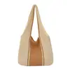 Estilo Vacaciones de Verano Rayas Nuevo Bolso Tejido Hecho a Mano Bolso Tote de Punto de Gran Capacidad Bolso de Mano Casual de Playa para Mujer