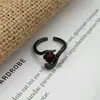 Anillo Abierto de Serpiente Negra Mate Estilo Gótico Oscuro Forma de Mariposa Corazón Espina Anillo de Dedo Índice Apilable Genial de Moda Nicho Unisex