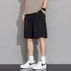 Shorts Retos de Cor Sólida para Rua de Verão Masculino Tendência Retro Solto Versátil Casual Comprimento do Joelho