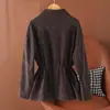Gabardina de mujer estilo británico ajustada en stock transfronteriza, chaqueta de cuero gamuza, top de diseñador, prenda única envío directo