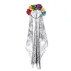 Nova Tiara de Halloween Colorida com Véu de Flores Simuladas Caveira Escura Caveira Morto-Vivo Acessórios de Cabelo para Mulheres Atacado