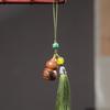 Sándalo verde ébano talla en madera Patrón de martillo A Dai Gourd de gato Cadena de teléfono móvil de loto Colgante Llavero Colgante de fragancia para coche