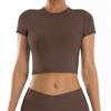 Top de Fitness Ajustado de Secado Rápido Casual Combinable Ropa de Yoga para Correr Pilates Camiseta Deportiva de Manga Corta DX8001