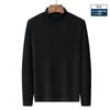 Camisa Térmica Masculina de Gola Alta Meia-Boca, Estilo Novo Outono e Inverno Transfronteiriço, Forrada com Fleece e Espessada, Roupa Íntima de Cor Sólida