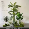 Plantas Verdes Simuladas com Toque de Luxo, Combinação de Paisagismo com Plantas Artificiais, Conjunto Completo de Decorações para Janelas Internas, Design Criativo Biomimético Estilo Wabi-Sabi