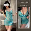 Fantasía Sueño Interés Sexual Lencería Uniforme Caliente Transparente Cuello Alto Clásico Lencería Cheongsam Bordado Retro Abertura Pijama