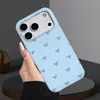 Funda de Teléfono Estilo Simple y Curativo con Fondo Azul, Lazo y Lunares para Apple 17/18 Pro Max, Cubierta Protectora Mate Ultra Delgada