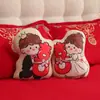 Muñecos para Cama de Boda, Nuevos Cojines Rojos de Boda, Muñecos de Boda para Recién Casados, Niño Dorado y Chica de Jade Regalos de Boda