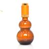 Botella de vidrio de doble calabaza marrón con tapón interior y tapa para aceite esencial cosmético, botella con gotero, subenvase para loción, botella con cuentas rodantes