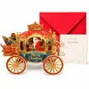 Nueva tarjeta de felicitación 3D plegable transfronteriza, tarjeta de regalo navideña creativa con estampado dorado, decoración de mesa para fiesta navideña
