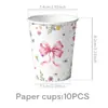 Decorações Populares da Amazon para Festas com Tema de Laços Florais, Louças com Tema de Laços, Adereços de Decoração de Festa