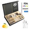 Talheres de Aço Inoxidável Amazon 1010 Faca, Garfo e Colher Estilo Ocidental Conjunto de 24 Peças para 6 Pessoas Faca e Garfo de Hotel Conjunto Caixa de Presente