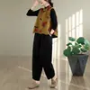 Toma real: 26 nuevo chaleco sin mangas estampado estilo chino, con botón de nudo chino tradicional, un top versátil y elegante para principios de otoño