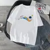 Camiseta de Algodão Transfronteiriça Verão Novo Estilo Esportivo Casual Gola Redonda Solta Tendência Estampada Masculina Manga Curta