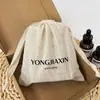 Bolsa de algodão de bambu personalizada com cordão para guardar cosméticos, produtos de aromaterapia, itens de skincare, acessórios e joias; saco de embalagem à prova de poeira