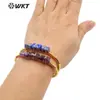 B615 pulsera de apertura ajustable con incrustaciones de gemas pequeñas cuadradas multicolor opcional para amantes accesorios de joyería artística