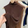 Camisa Base Feminina 2026 Camisa Feminina de Cor Sólida com Renda Roupa Íntima Top Sem Mangas que Modela a Cintura Camisa Base Branca Top Sem Mangas