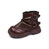 Botas de moda de corte bajo con cremallera lateral para niñas, colección otoño/invierno 2026 para niños, retro, sencillas, versátiles, botas de suela plana