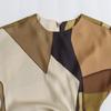 Estilo Europeo y Americano Primavera 2024 Nuevo Vestido de Mujer Estampado Pulóver Cuello Redondo Sin Mangas Plisado Falda Larga Textura de Satén de Seda