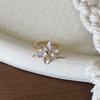 Anel de zircônia com gota de óleo esmaltado violeta de flor de íris francesa, anel feminino de luxo leve, de alto grau, anel de dedo indicador, novo produto
